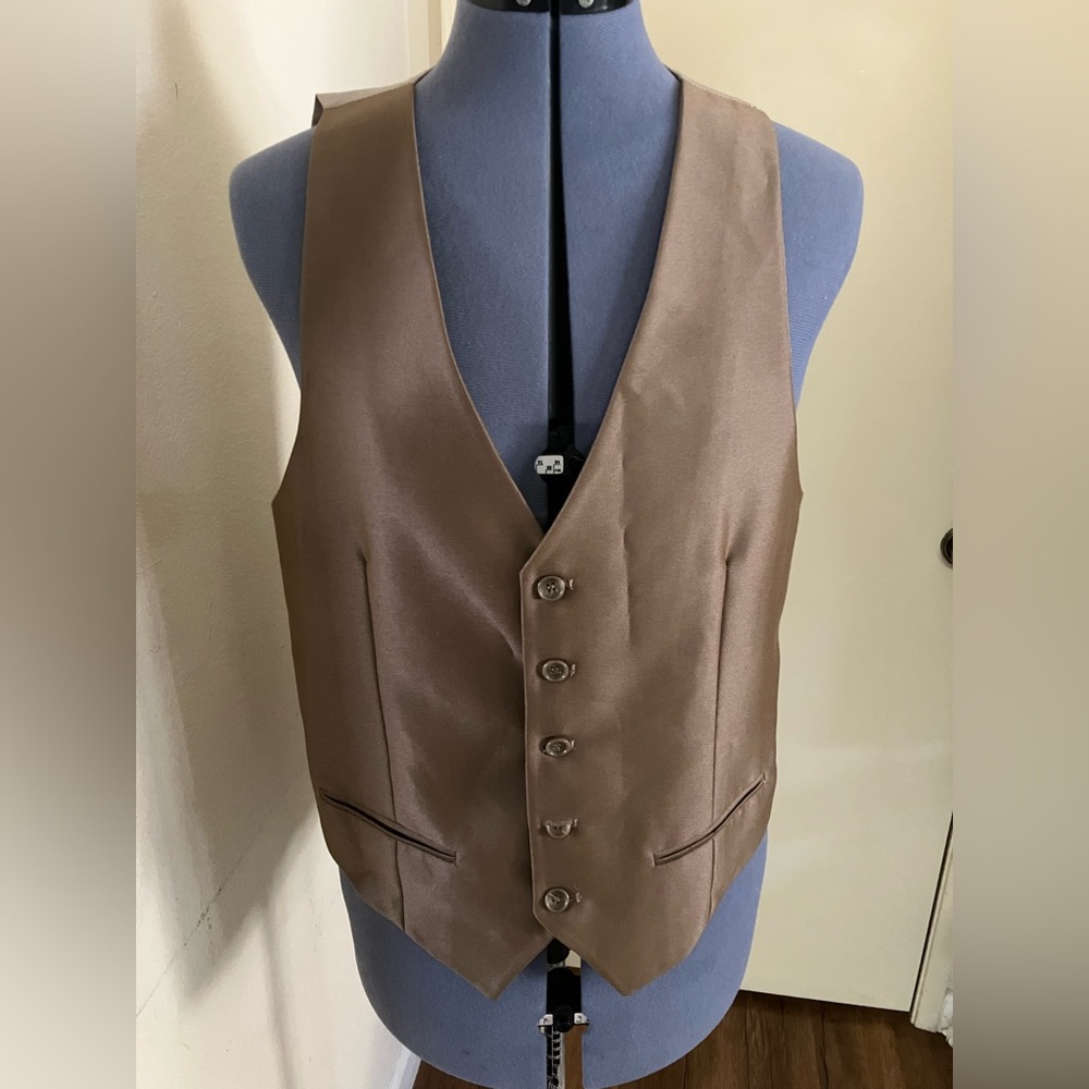 Retro Paris Mens Bronze Button-Up Vest Size 40S